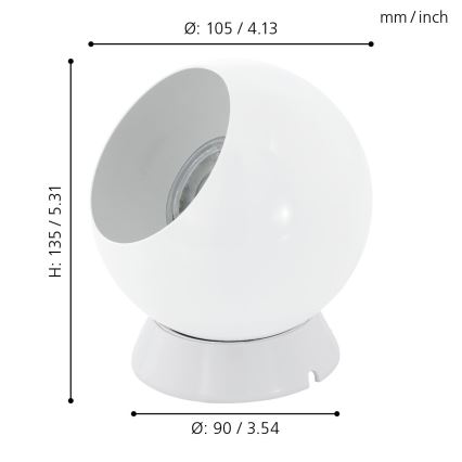 Eglo - LED candeeiro de mesa/parede 1xGU10/2,8W/230V branco