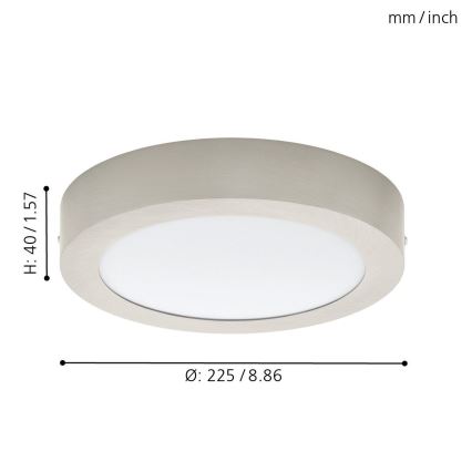 Eglo 94525 - Candeeiro de teto FUEVA 1 LED/16,5W/230V Ø 22,5 cm