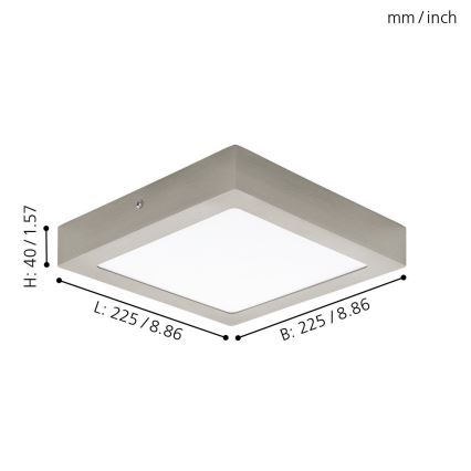 Eglo 94526 - Luminária de teto LED FUEVA 1 LED/16,5W/230V 22,5x22,5 cm