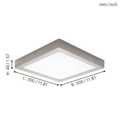 Eglo 94528 - Candeeiro de tecto LED FUEVA 1, 22 W, 230 V, 30 x 30 cm