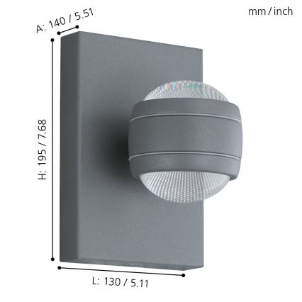 Eglo - Luz de exterior LED 2xLED/3,7W/230V IP44