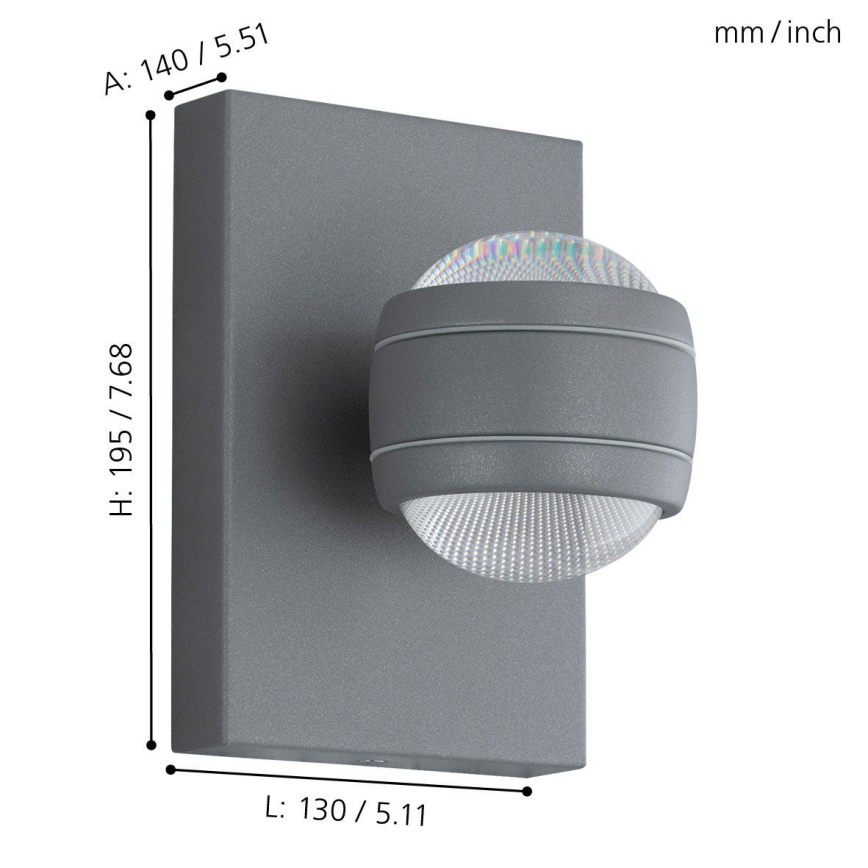 Eglo - Luz de exterior LED 2xLED/3,7W/230V IP44