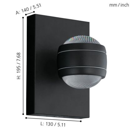 Eglo - Luz de exterior LED 2xLED/3,7W/230V IP44