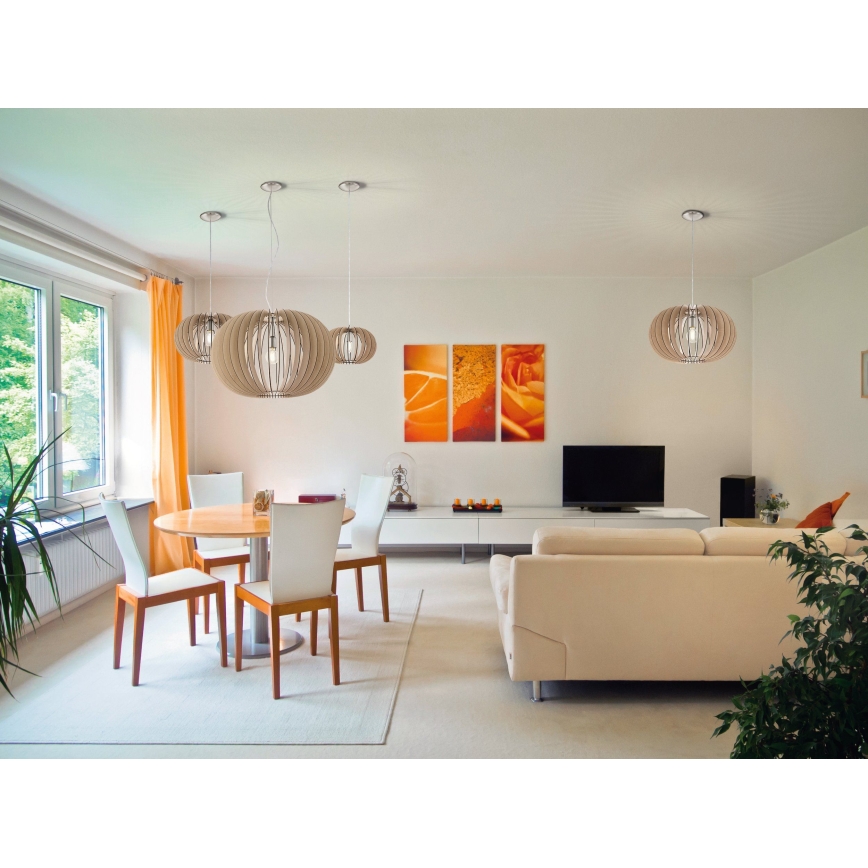 Eglo 95042 - Lustre suspenso em cabo STELLATO 1xE27/60W/230V Ø 70 cm bege