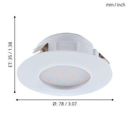 Eglo - Luminária de embutir LED/4,9W/230V