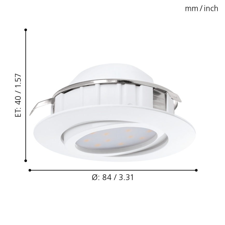 Eglo - CONJUNTO 3x luminárias de embutir LED PINEDA LED/4,9W/230V