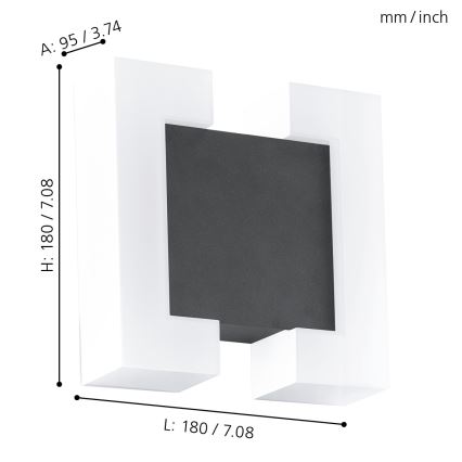 Eglo - Luz de parede LED de exterior 2xLED/4,8W IP44