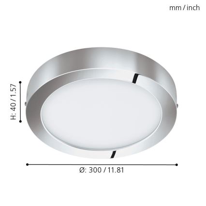 Eglo 96058 - Candeeiro de casa de banho LED FUEVA 1 LED/22W/230V IP44 Ø 30 cm