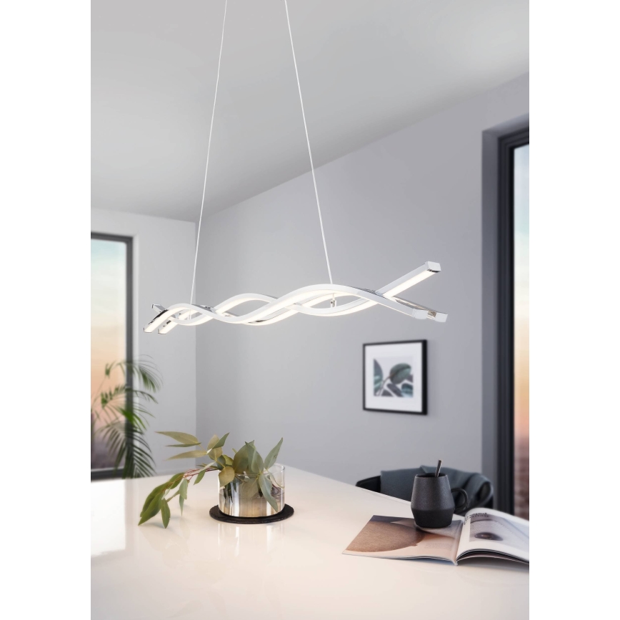 Eglo - Lustre LED suspenso por cabo, 35 W / 230 V / 3000 K, cromado brilhante