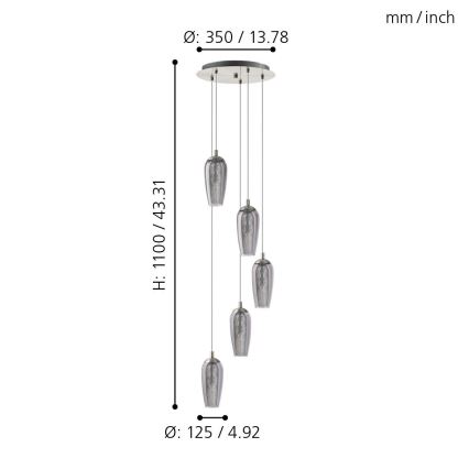 Eglo 96345 - Candelabro num fio LED FARSALA 5xG9/2,5W/230V