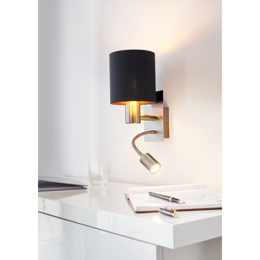 Eglo - Luminária Flexível LED 1xE27/40W+LED/3,8W preta