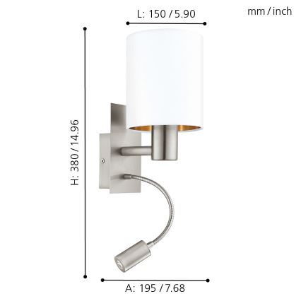 Eglo - Candeeiro LED flexível 1xE27/40W/230V + LED/3,8W branco