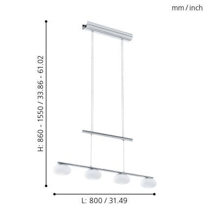 Eglo - Candelabro suspenso LED com regulação 4xLED/4,5W/230V