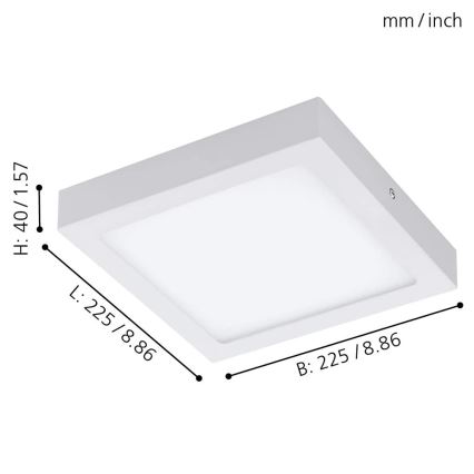 Eglo - Luminária de teto LED RGBW dimerizável FUEVA-C LED/15,6W/230V Bluetooth 22,5x22,5 cm