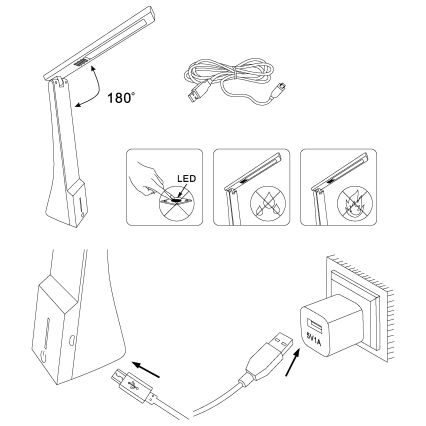 Eglo - Candeeiro de mesa fosco LED 1xLED/1,8W/230V preto antigo