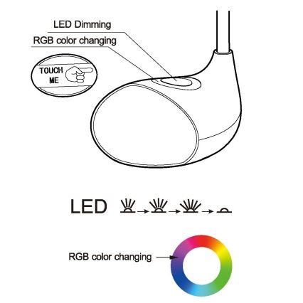 Eglo - Candeeiro de mesa dimerizável LED/2,2W+0,3W/230V RGB