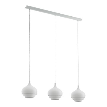 Eglo 97213 - Lustre CAMBORNE suspenso com cabo 3xE27/60W/230V branco