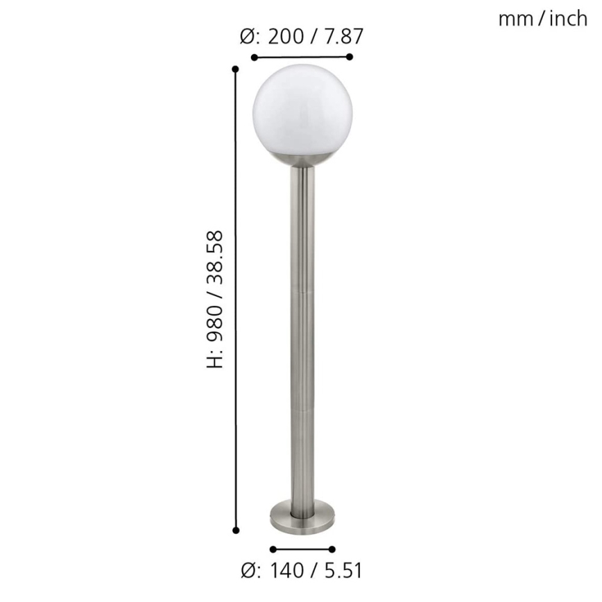 Eglo 97249 - Luminária LED de exterior dimerizável NISIA-C 1xE27/9W/230V 980 mm IP44