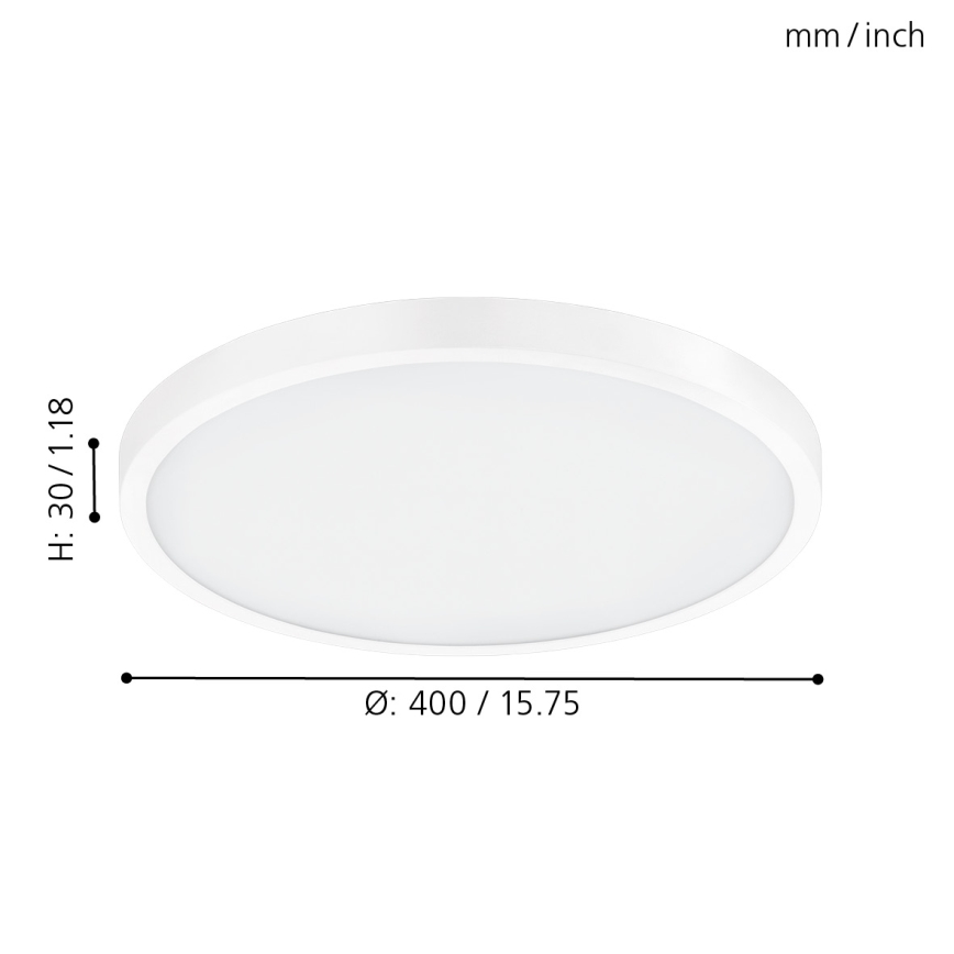 Eglo - Candeeiro de tecto LED/25W/230V, branco, redondo, 2500 lm, Ø 40 cm