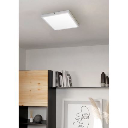 Eglo - Candeeiro de teto LED/25W/230V, branco, quadrado, 4000K, 40x40 cm