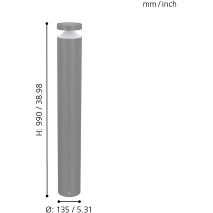 Eglo 97302 - Candeeiro de exterior LED MELZO 11W/230V, cinzento, 990 mm, IP65