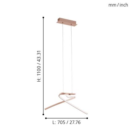 Eglo 97362 - Candelabro num fio LED PALOZZA 2xLED/11W/230V