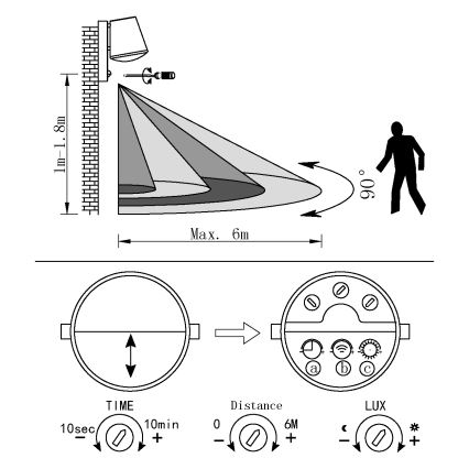 Eglo - Luz de parede de exterior com sensor 1xE27/10W/230V IP44