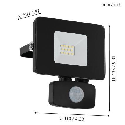 Eglo - Holofote com sensor LED LED/10W/230V IP44