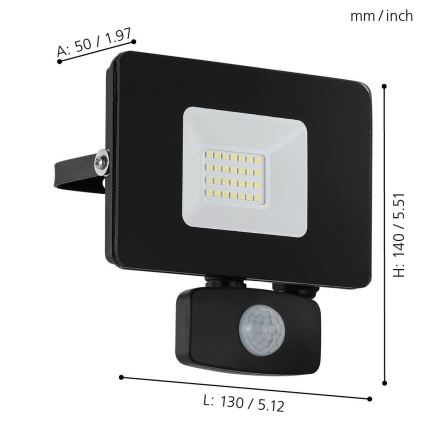 Eglo - Holofote com sensor LED LED/20W/230V IP44