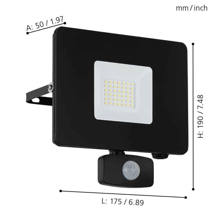 Eglo - Holofote com sensor LED LED/30W/230V IP44