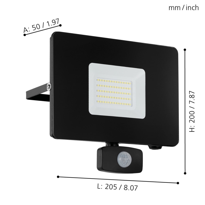 Eglo - Holofote com sensor LED LED/50W/230V IP44