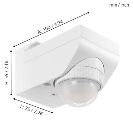 Eglo 97466 - Sensor exterior de movimento e crepúsculo DETECT ME 4, alcance 12 m, branco, IP44