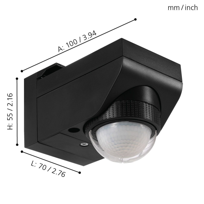 Eglo - Sensor de movimento e crepúsculo para exterior 12 m preto IP44