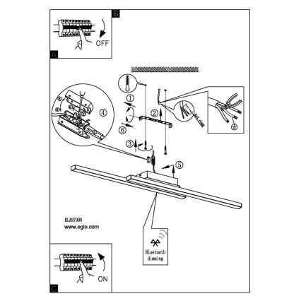 Eglo - Lustre de teto montado à superfície LED RGB regulável FRAIOLI-C LED/34W/230V