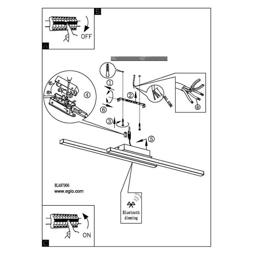 Eglo - Lustre de teto montado à superfície LED RGB regulável FRAIOLI-C LED/34W/230V