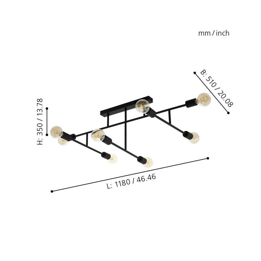 Eglo - Candelabro integrado 8xE27/40W/230V preto antigo