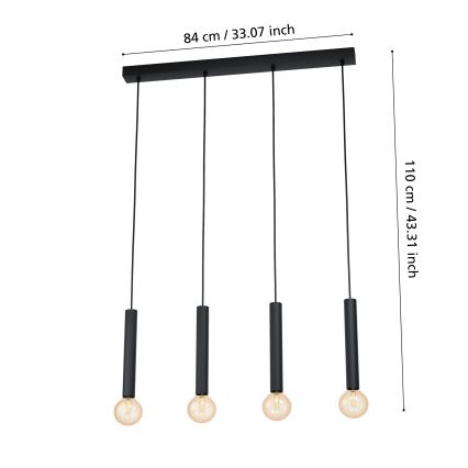 Eglo - Candelabro num fio 4xE27/60W/230V