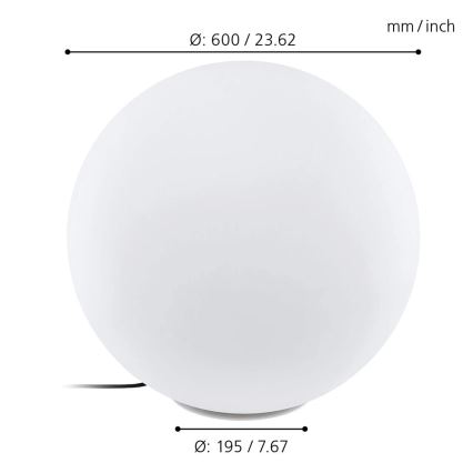 Eglo - Candeeiro de exterior RGBW LED MONTEROLO-C 1xLED/9W/230V IP65 ø600