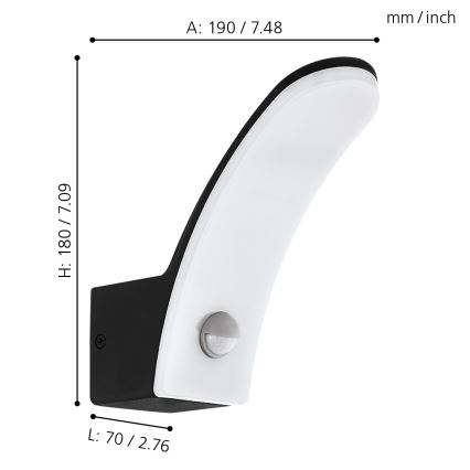 Eglo - Luz de parede LED de exterior com sensor LED/11W/230V IP44