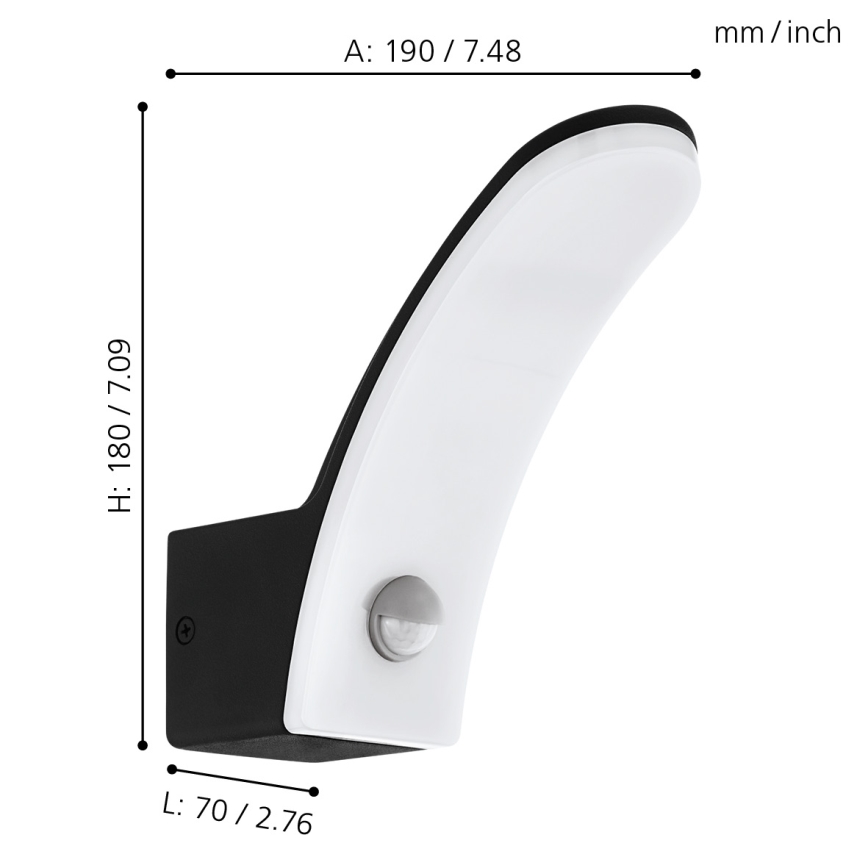 Eglo - Luz de parede LED de exterior com sensor LED/11W/230V IP44