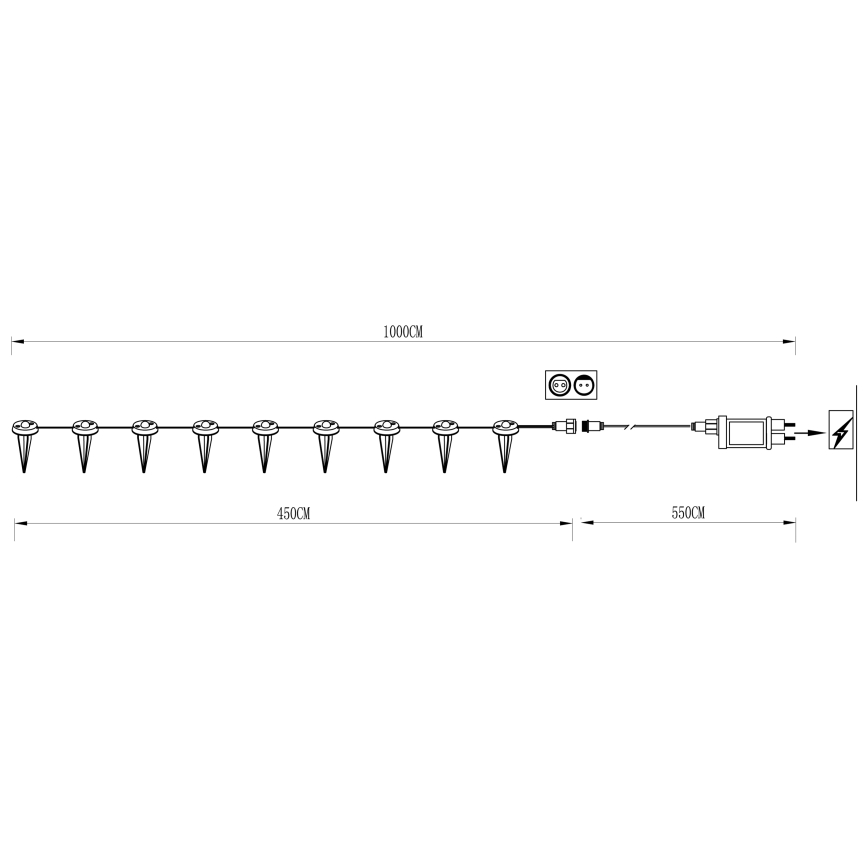 Eglo - Cordão luminoso decorativo LED para exterior 9xLED 10m IP65 branco quente