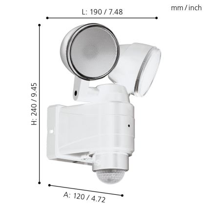 Eglo - Candeeiro de exterior LED com sensor 2xLED/4W/4xLR14 IP44
