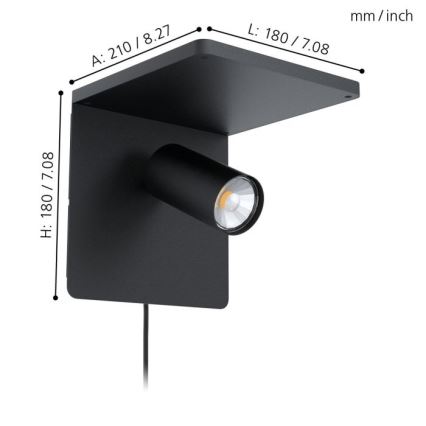 Eglo - Aplique de parede LED com carregamento sem fios 1xGU10/5W/230V