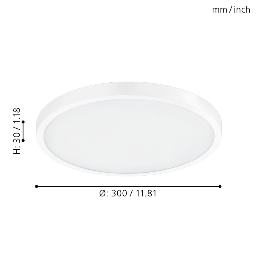 Eglo - Luminária de tecto LED dimerizável 20W/230V com comando remoto Ø 30 cm