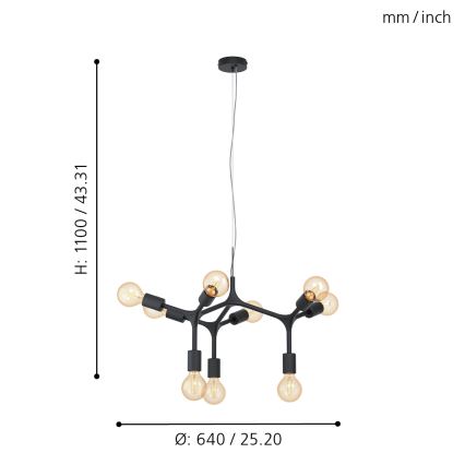 Eglo - Candelabro num fio 9xE27/60W/230V