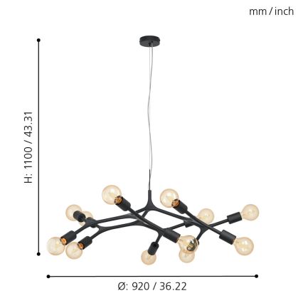 Eglo - Candelabro num fio 12xE27/60W/230V