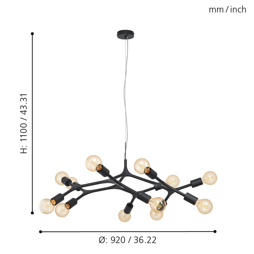 Eglo - Candelabro num fio 12xE27/60W/230V