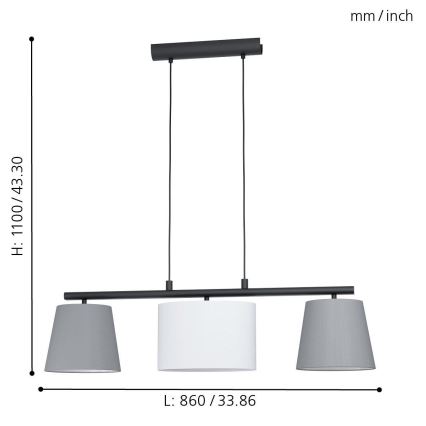 Eglo - LED lustre suspenso por cabo 3xE14/25W/230V