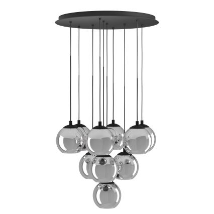 Eglo - Lustre suspenso em cabo 10xE27/40W/230V preto/cromado brilhante
