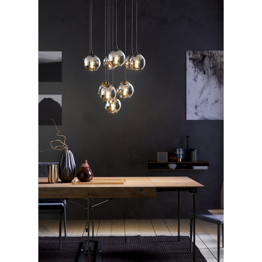 Eglo - Lustre suspenso em cabo 10xE27/40W/230V preto/cromado brilhante